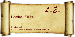 Lacko Edit névjegykártya